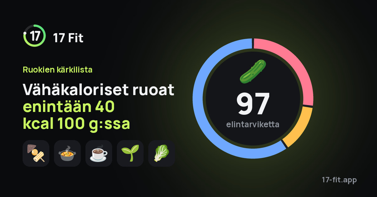 Vähäkaloriset ruoat enintään 40 kcal 100 g:ssa