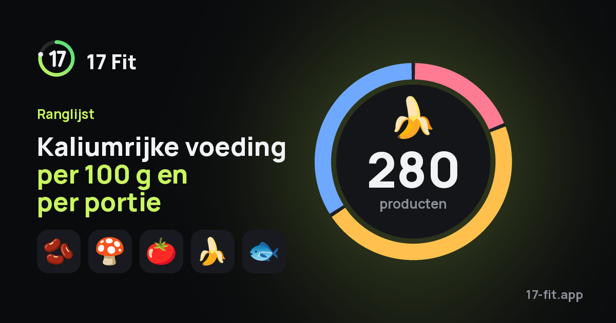 Kaliumrijke voeding per 100 g en per portie