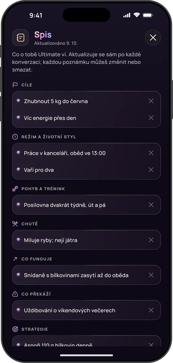 Spis Kouče Ultimate: cíle, režim a životní styl, pohyb a trénink, chutě, co funguje, co překáží a strategie