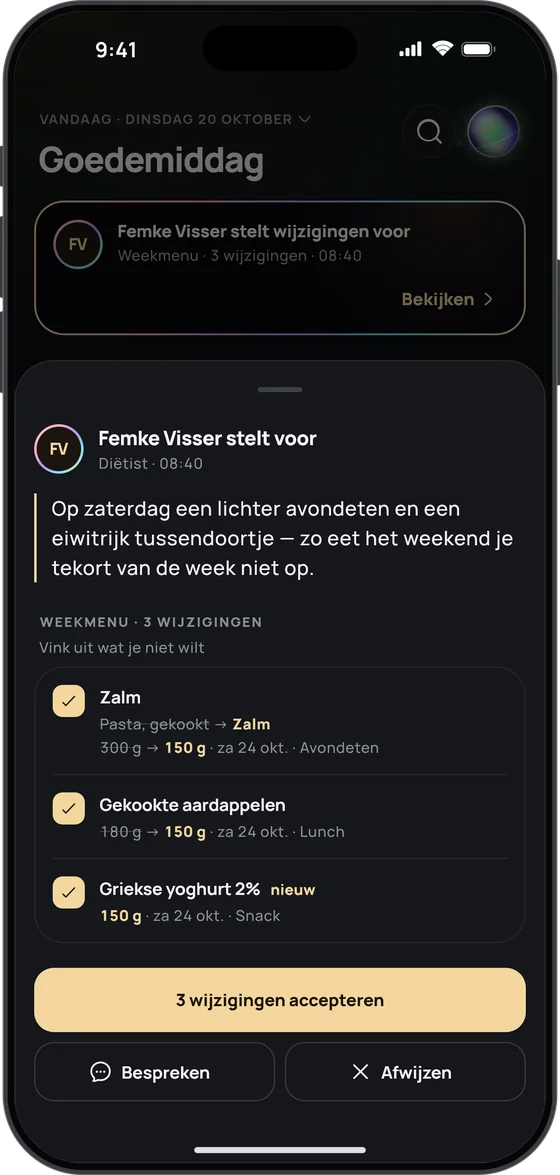 Een voorstel van een diëtist: drie wijzigingen in het menu van zaterdag, elk apart over te nemen