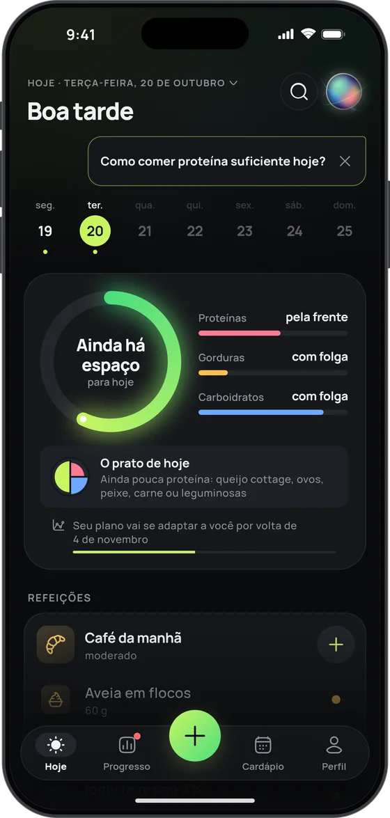 Tela Hoje no modo “Sem números”