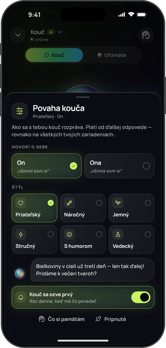 Povaha kouča: „On“ alebo „Ona“, šesť štýlov a prepínač „Kouč sa ozve prvý“